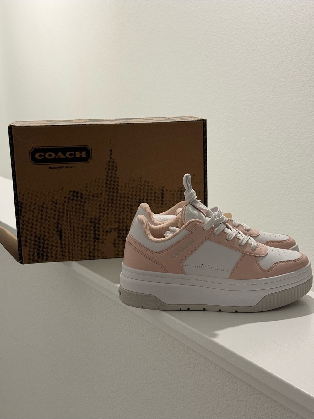 Coach Women's Pink & White Platform Sneakers Size 10 NEW - Picture 10 of 15